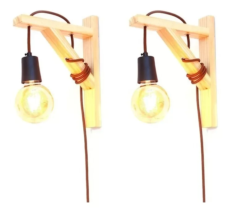 KIT 2 Suportes Mão Francesa Madeira Natural Arandela - 30 cm - 1