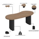 Ver imagem 5 de Mesa para Escritório Orgânica Tamburato 200cm Curves A02 Nogal Preto - Lyam Decor