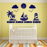 Painel de Parede para Decoração Quarto de Bebê modelo Urso Marinheiro Pintado de Azul Turquesa - 1