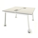 Ver imagem 2 de Mesa Trabalho Plataforma 1,20m 2 Lugares C/ Pés Cavalete F5 Cor:cinza