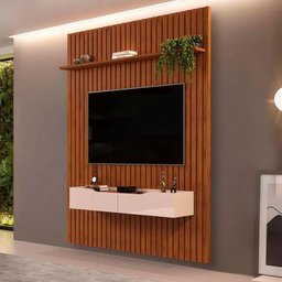 Painel e Bancada Pratic Ripado 183x240cm Dj Móveis Freijo com Off White - 1