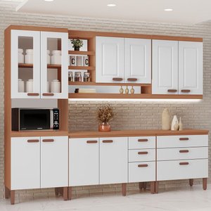Cozinha Modulada Completa Ester New 100% Mdf Tuboarte 10 Portas e 6 Gavetas