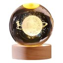 Ver imagem 1 de Luminária de Mesa Decorativa 3d - Bola Crystal - Base Madeira - Usb - Cosy