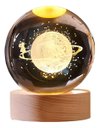 Ver imagem 1 de Luminária de Mesa Decorativa 3d - Bola Crystal - Base Madeira - Usb - Cosy