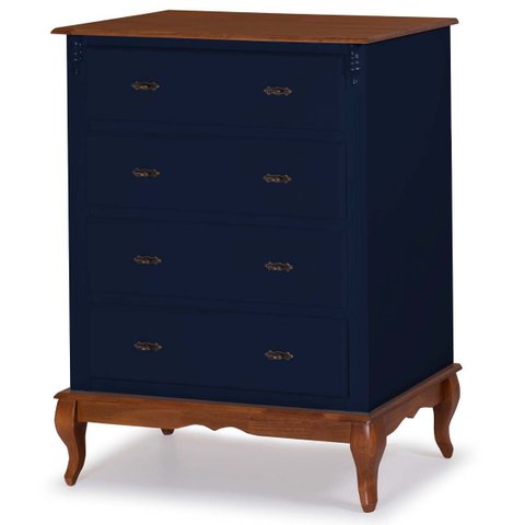 Cômoda de Madeira Linz 4 Gavetas 116 X 90 X 50 Cm - Cor Azul Petróleo/imbuia Glazer