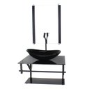 Ver imagem 1 de GABINETE DE VIDRO PARA BANHEIRO 60CM AP CUBA OVAL PRETO FULL COM TORNEIRA PRETA