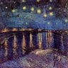 Quadro Van Gogh Noite Estrelada Sobre o Ródano Tela 50x50 - 2