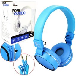 Headphone com Microfone P2 Dobravel Azul Kp-421 Knup - 1