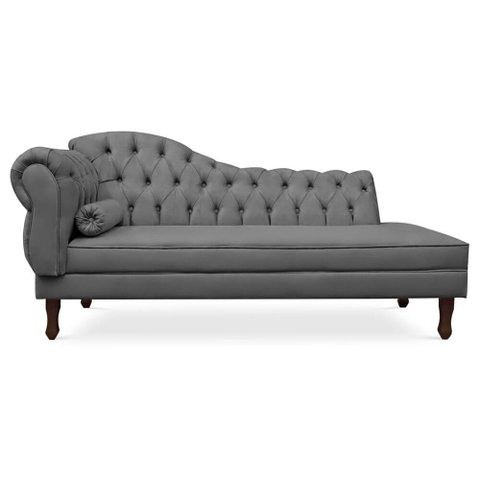 Recamier Divã Cancun 160cm com Capitonê - Direita Suede - Ecotec Decor:Cinza