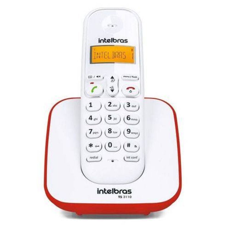 Telefone sem Fio Digital TS 3110 Branco e Vermelho Intelbras