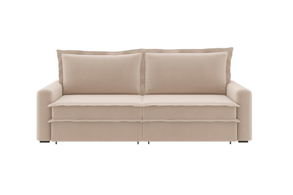 Sofá Vira Cama Veronica 2,10m Retrátil/reclinável Bipartido Suede Capuccino - Xflex Sofás - 6