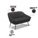 Ver imagem 5 de Kit 01 Namoradeira 02 Lugares e 02 Poltronas Giovana Corino Preto Pés Palito de Ferro - D’Rossi