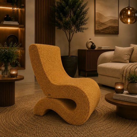 Poltrona Decorativa Marina Bouclê Moscow Orgânica Moderna Terracota Bouclê Moscow