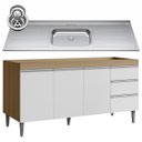 Ver imagem 2 de Balcão de Cozinha com Pia Inox 160cm Andréia Amêndoa/branco - Ajl Móveis