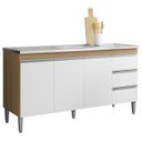 Ver imagem 7 de Balcão de Cozinha com Pia Inox 160cm Andréia Amêndoa/branco - Ajl Móveis