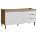 Ver imagem 6 de Balcão de Cozinha com Pia Inox 160cm Andréia Amêndoa/branco - Ajl Móveis