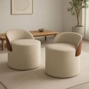 Ver mais imagens de Kit 2 Puff Redondo Curvo Orgânico com Encosto Confortável Resistente Composé Suede Corino Suede