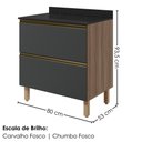 Ver imagem 3 de Balcao com Tampo 2 Gavetoes MDF 80 cm Kali 1641222 Carvalho Toq Chumbo Nicioli