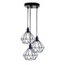 Lustre Pendente Triplo Aramado Diamante Preto - 1