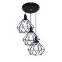 Ver imagem 2 de Luminária Pendente com Aramado Modelo Diamante 03 Juntos na Mesma Canopla - Preto Bivolt 110v - 220v