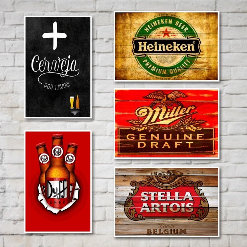 Kit Placas decorativas Cerveja Bebidas - Vintage - 05 Placas - 1