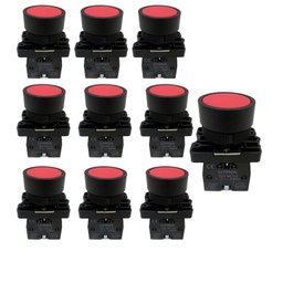 Kit 10 Botao Lk2 Ea42 Plastico Vermelho Nf Lukma - 1