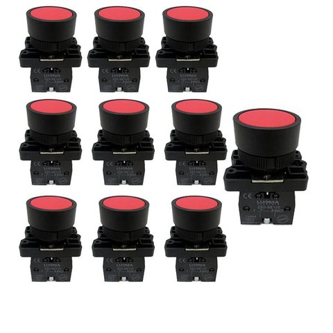 Kit 10 Botao Lk2 Ea42 Plastico Vermelho Nf Lukma