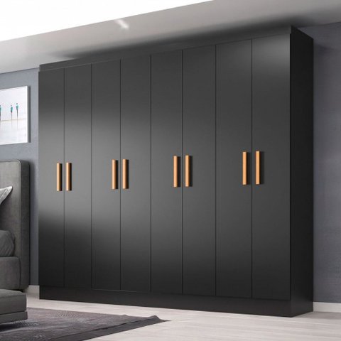 Guarda-roupa Casal Paris 8 Portas Black - Evidencia Móveis