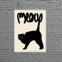 Ver imagem 1 de Quadro Gato Preto Meow 45x34cm:Madeira branca