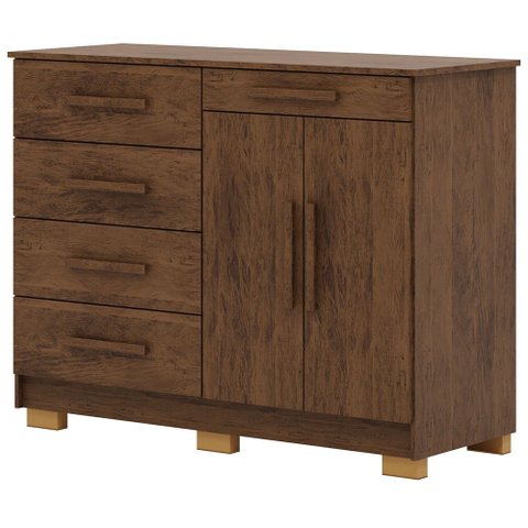 Cômoda Sapateira para Quarto 2 Portas 5 Gavetas Biana V01 Imbuia - Lyam Decor