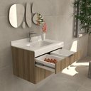 Ver imagem 4 de Gabinete Banheiro Bergan Anna 60cm Com Tampo Vidro Moldado - Branco/Noce