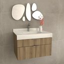 Ver imagem 1 de Gabinete Banheiro Bergan Anna 60cm Com Tampo Vidro Moldado - Branco/Noce