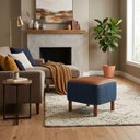 Ver mais imagens de Puff Decorativo Verso 45x51 cm Pes Madeira Linho e Courino Tcs 718 Tcs 727 Moll