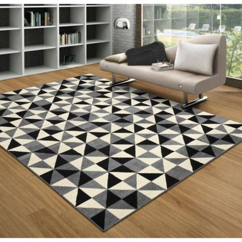 Tapete Herat 90/19 Cinza 1,50x2,00M Black Tiles São Carlos