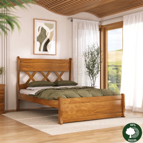 Cama X queen 100% madeira maciça 