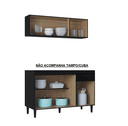 Ver imagem 2 de Kit Cozinha Alice Balcão de Pia 120cm sem Tampo + Armário Aéreo Preto - Poquema