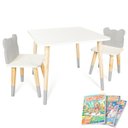Ver imagem 3 de Mesa e 2 Cadeiras Infantil Urso Kit Livro Educativo em Madeira - Cinza