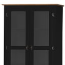 Ver imagem 4 de Cristaleira Rústica de Madeira 2 Portas e 2 Gavetas com Pés Torneados - Preto Laca com Tampo e Base