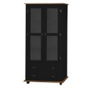 Ver imagem 2 de Cristaleira Rústica de Madeira 2 Portas e 2 Gavetas com Pés Torneados - Preto Laca com Tampo e Base