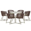 Ver imagem 1 de Mesa e 6 Cadeiras de Jantar Noronha Fendi E7 Trama Original Marrom