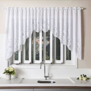 Cortina de Renda Cascata para Cozinha Tulipinhas 3,00x1,00m