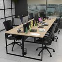 Ver imagem 4 de Escrivaninha Mesa Escritório 6 Lugares 360cm Industrial Carvalho e Preto Bege