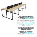 Ver mais imagens de Escrivaninha Mesa Escritório 6 Lugares 360cm Industrial Carvalho e Preto Bege
