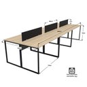 Ver imagem 3 de Escrivaninha Mesa Escritório 6 Lugares 360cm Industrial Carvalho e Preto Bege