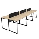 Ver imagem 2 de Escrivaninha Mesa Escritório 6 Lugares 360cm Industrial Carvalho e Preto Bege