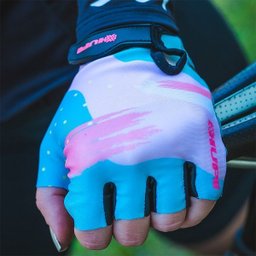 Luva Ciclismo Bike Masculino Feminino Dedo Curto Hupi Paintbrush Rosa/azul G - 2