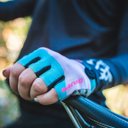 Ver imagem 3 de Luva Ciclismo Bike Masculino Feminino Dedo Curto Hupi Paintbrush Rosa/azul G