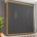 Ver imagem 5 de Kit Guarda Roupa Casal 6 Pts Marselha, Cômoda 5 Gvts e Multiuso Carvalho Grafite