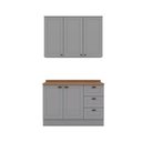 Ver imagem 6 de Kit Cozinha Modulada 3 Peças Americana 1 Aéreo + 1 Balcão + Complemento Cz121 Cinza