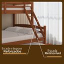 Ver imagem 5 de Treliche Casal de Madeira com Cama Auxiliar de Solteiro Castanho